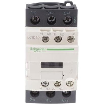 Schneider Electric Contattore, 3P, Spl, 32A AC3 15KW 1NO1NC 415Vac, Relais