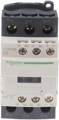Produktbild Schneider Electric Schütz,3P,38A AC3 18,5kW 1NO1NC Spl48Vdc
