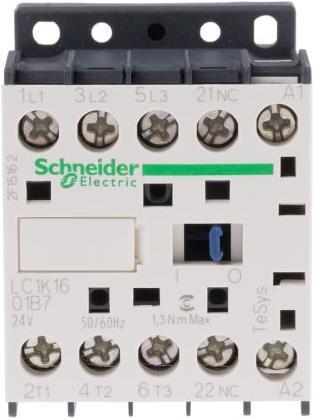 Produktbild Schneider Electric Schütz,Sp.3P,16A AC3 7,5kW 1NC AUX 24Vac