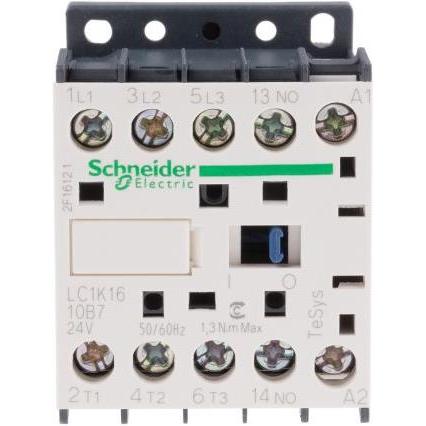 Schneider Electric Schütz,Sp.3P,16A AC3 7,5kW 1NO AUX 24Vac, Relais