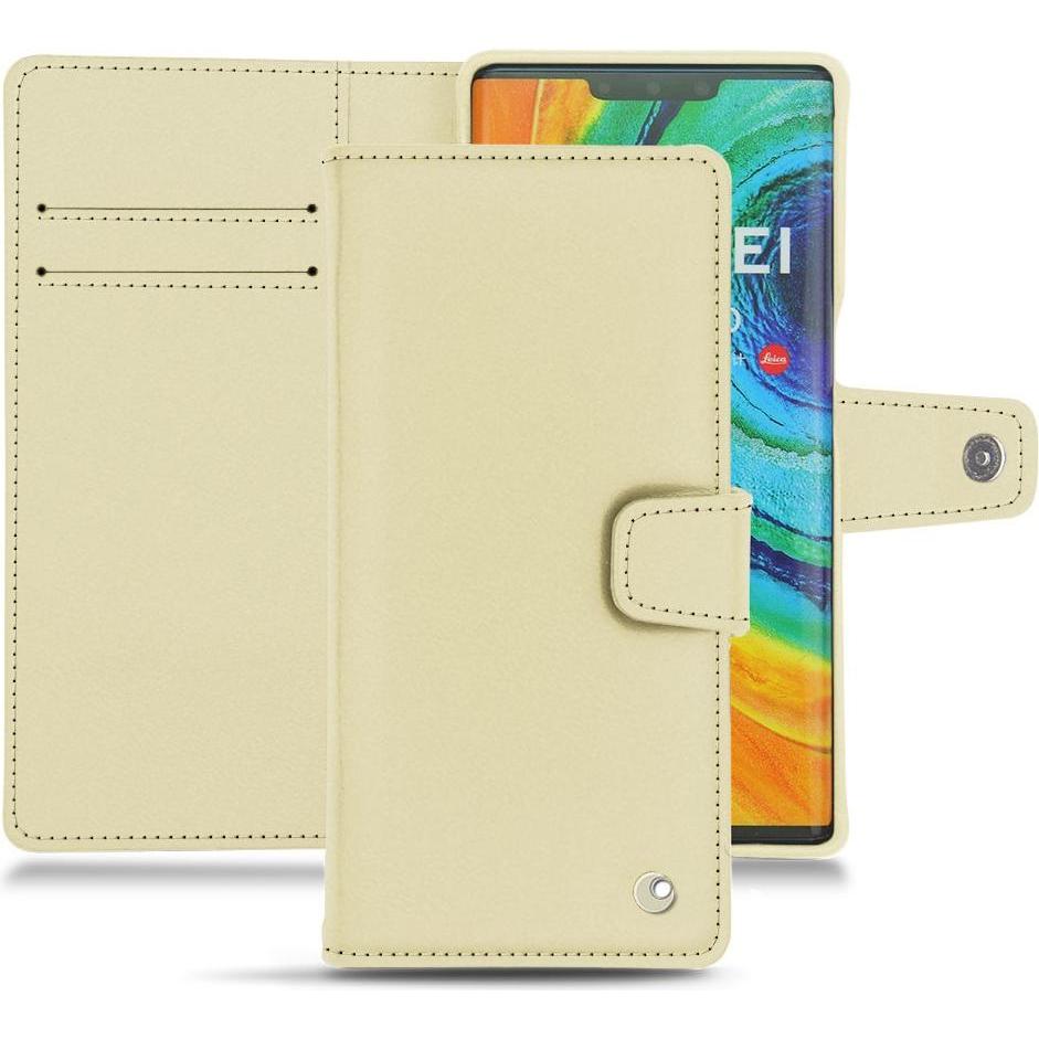 Noreve Lederschutzhülle Wallet (Huawei Mate 30 Pro), Smartphone Hülle, Beige