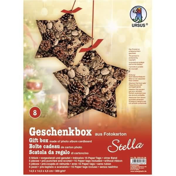 Thumbnail - Ursus, Geschenkverpackung, Geschenkbox Stella 14,5x14,5x4cm VE=5 Stück Motiv: 08 (Geschenkbox, 5 x)