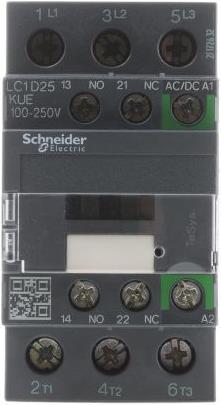 Image du produit Schneider Electric Contacteur 25A 3P AC3 100-250VACDC coil