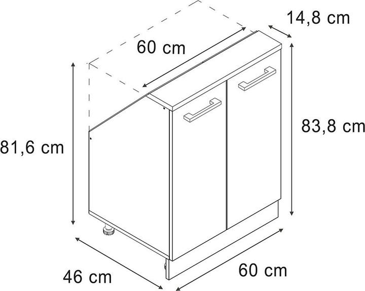 Produktbild Vicco Küchenschrank für Dachschrägen R-Line (60 x 46 x 81.60 cm)