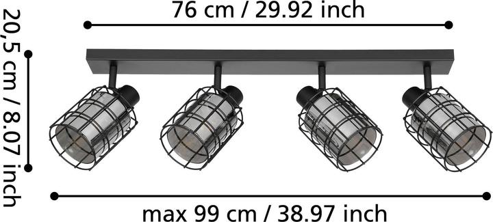Produktbild EGLO Deckenleuchte CONSACA 4x E27 Schwarz (E27)