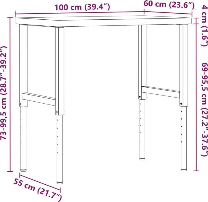 Actual product image vidaXL Werkbank (60 cm, 100 cm)