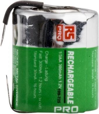 Actual product image RS PRO Battery NiMH size 1/3AA 300mAh (1/3 AA, 300 mAh)