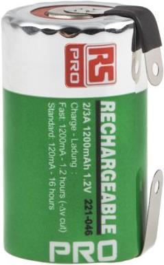 Actual product image RS PRO Battery NiMH size 2/3A 1200mAh (2/3 A, 1200 mAh)