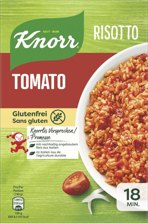 Produktbild Knorr Risotto Tomato, Tradition aus Italien, Tomatenrisotto mit sonnengereiften Tomaten, glutenfrei (250 g)