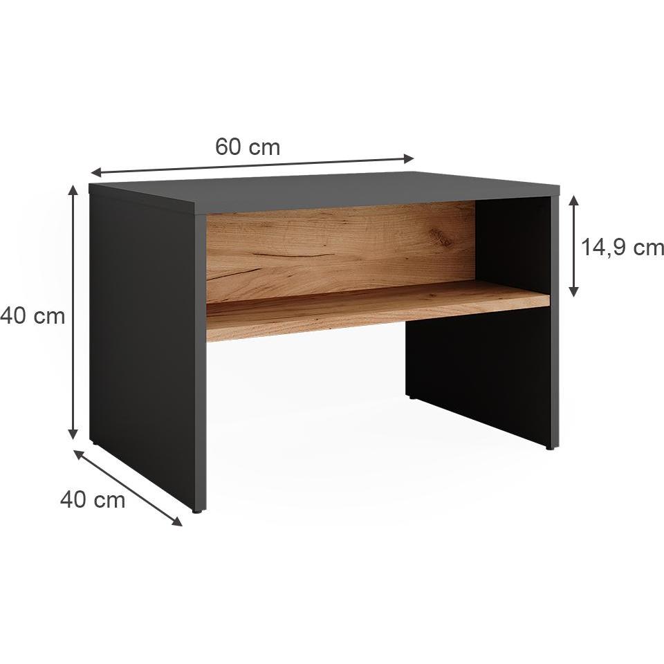 Thumbnail - Vichy, Schuhschrank, Schuhbank Orlando, Anthrazit/Goldkraft Eiche, 60 x 60 cm (60 x 60 x 40 cm)