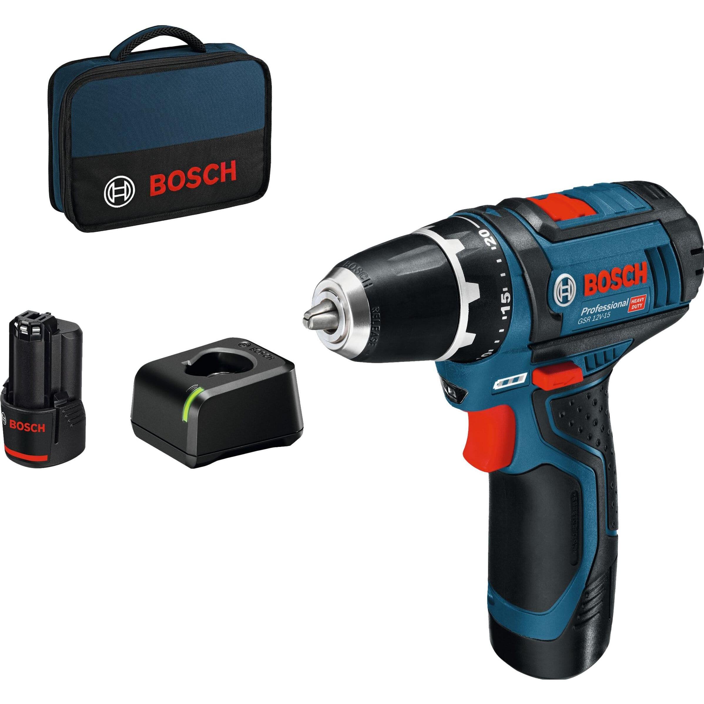 Bosch Professional, Bohrmaschine + Akkuschrauber, GSR 12V-15 (Akkubetrieb)