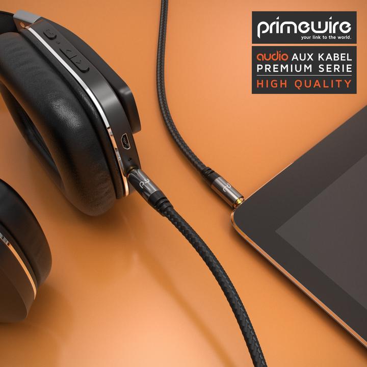 Produktbild Primewire 3,5 mm AUX Klinkenkabel, Audiokabel mit Nylonmantel, 3,5mm Klinke auf Klinke Audio Kabel (5 m, 3.5mm Klinke (AUX))