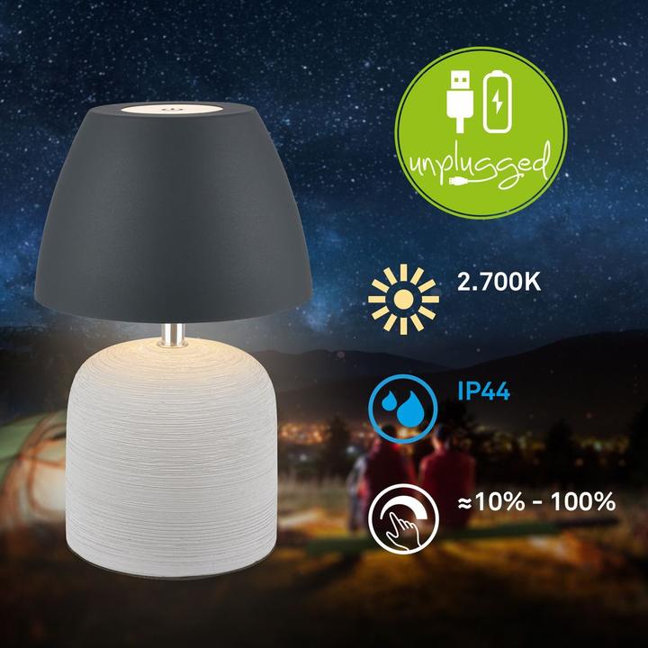 Produktbild Briloner Brilo unplugged CERA Akku LED Tischleuchte mit Touchdimmer - Grau, Anthrazit (200 lm)