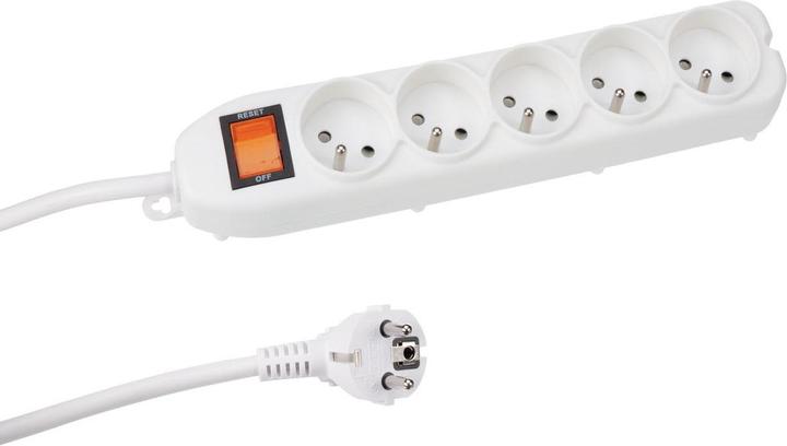 Produktbild Velleman 5-Fach-Steckdosenleiste - Mit Schalter & überlastschutz - Weiss (5x, CEE 7/5, 1.50 m)