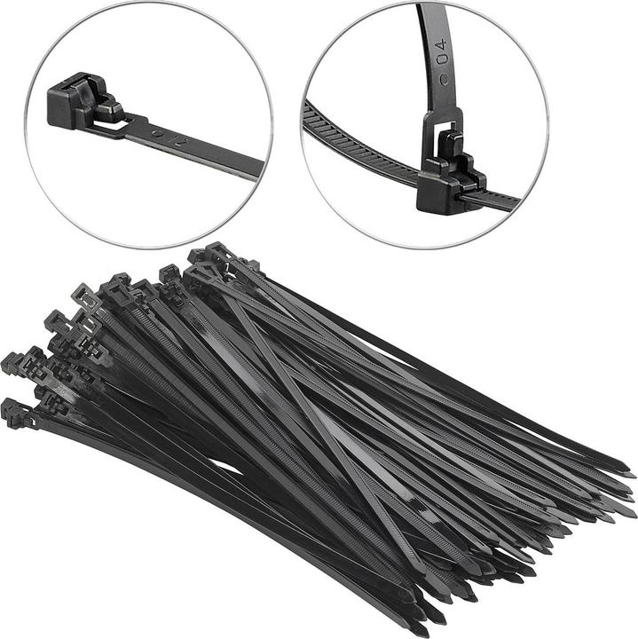 Produktbild AGT 100er-Set wiederverschliessbare Kabelbinder (Kunststoffkabelbinder, 300 mm, 100 Stk.)
