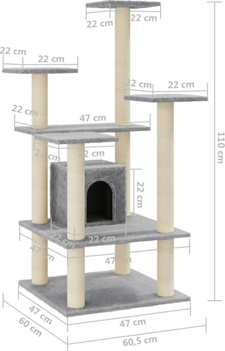 Produktbild vidaXL Katzenbaum (110 cm, Hellgrau)