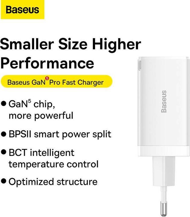 Immagine prodotto Baseus Caricabatterie veloce GaN5 Pro Dual USB-C e USB-A (65 W)