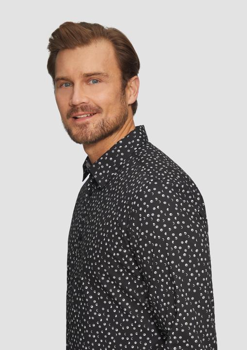 Actual product image S.Oliver Hemd Slim Fit: Gemustertes Popeline-Hemd mit Kentkragen (L)