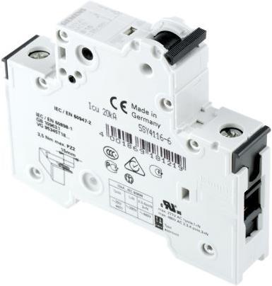 Actual product image Siemens Circuit breaker 1 pole 16A type B