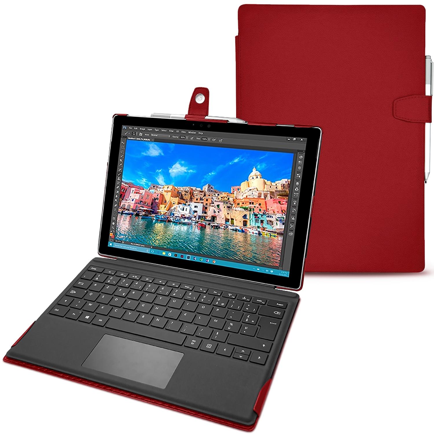 Noreve Lederschutzhülle (Microsoft Surface Pro 4), Tablet Hülle, Rot