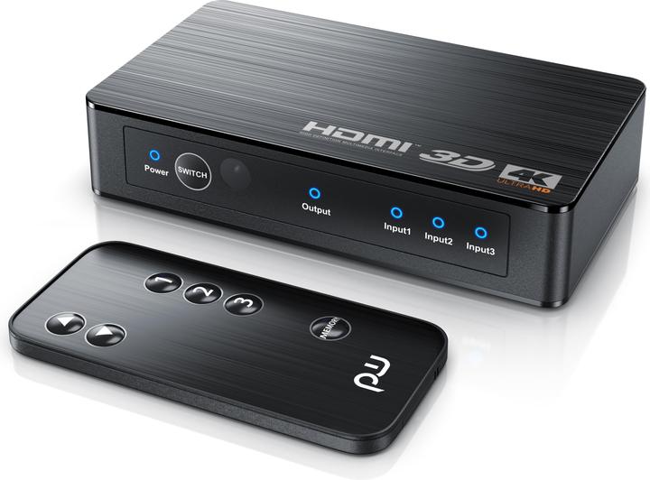 Produktbild Primewire HDMI 2.0b 3 Port Switch, Verteiler 4k 60Hz UHD, Ultra HD 4096x2160 HDR, Fernbedienung, Netzteil