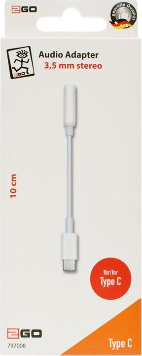 Produktbild 2GO Type-C a. Kopfhöreranschluss f. alle Type-C Geräte (0.10 m, USB)