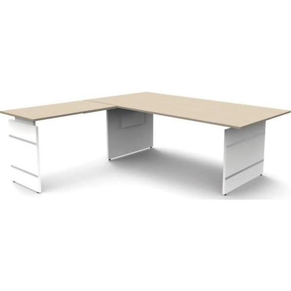 Kerkmann, Schreibtisch, Schreibtisch Form4 200 Wangen-Gestell 200x100x68-76cm / Anbau 120x80cm ahorn