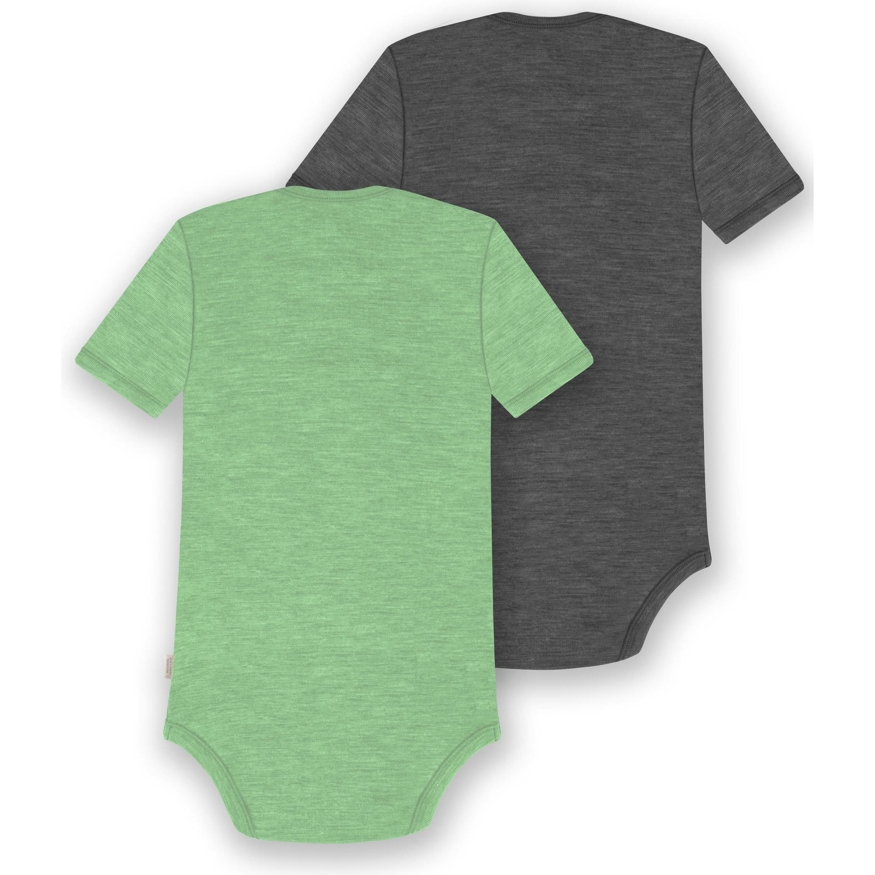 Thumbnail - Normani, Herren, Body, 2er Set Baby Merino Body Kurzarm „Tauranga" - 9297, Grün, (62)