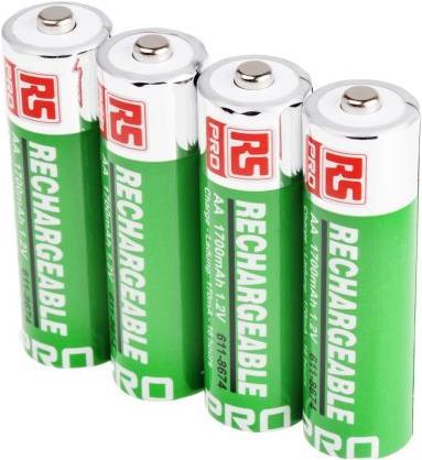 Produktbild RS PRO Akku NiMH Größe AA 1,2V 1700mAh (4 Stk., AA, 1700 mAh)