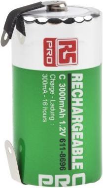 Immagine prodotto RS PRO Batteria ricaricabile NiMH dimensione C 1,2 V 3000 mAh (C, 3000 mAh)