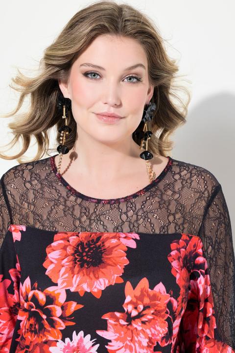 Actual product image Miamoda Bluse, A-Linie, Blütenmuster, Mesh-Einsätze (42)
