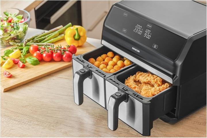 Image du produit Sencor Friteuse à air double, technologie de circulation rapide, commande tactile, prête en 3 minutes