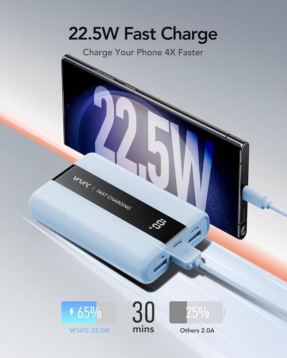 Produktbild Vrurc Mini Powerbank mit Schnellladefunktion (20000 mAh, 22.50 W)