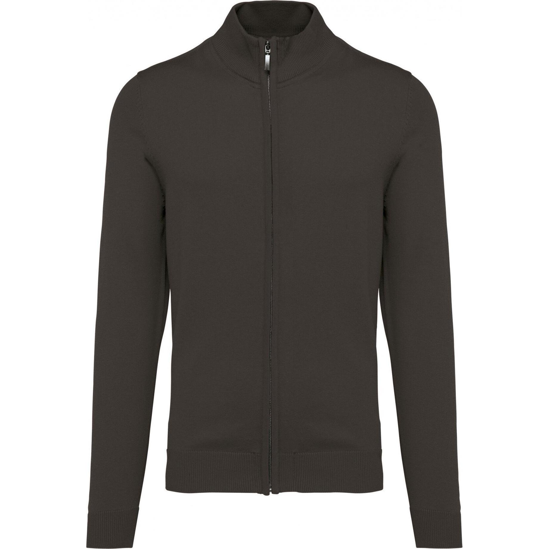 Kariban, Herren, Pullover, Strickjacke mit Reissverschluss, Grau, (XL)