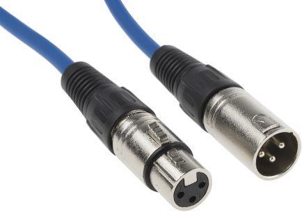 RS PRO Câble XLR mâle/femelle bleu 10m (10 m, XLR)