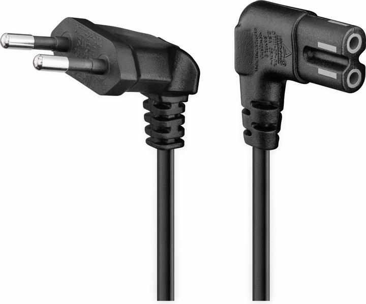 Goobay Euro Anschlusskabel beidseitig abgewinkelt, 0,5 m, Schwarz (0.50 m)