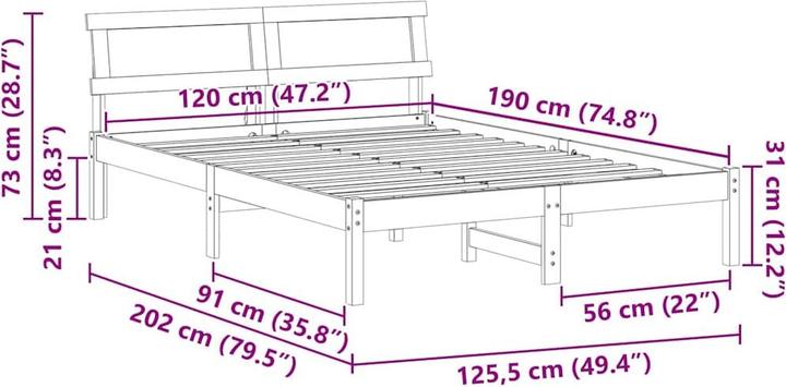Actual product image vidaXL Bedstead (120 x 190 cm)