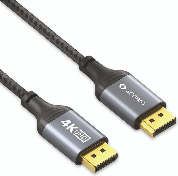 Produktbild Sonero DisplayPort-Kabel, Stecker/Stecker, 4K60, grau/schwarz, 3 m (3 m)