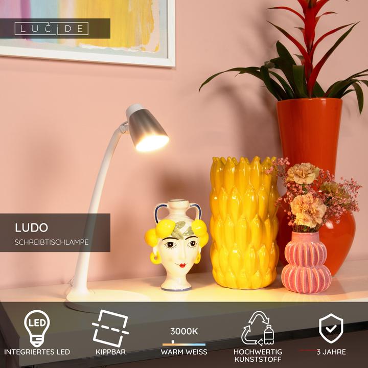 Actual product image Lucide LUDO - Desk lamp - LED - 1x4,5W 3000K - White 18660/05/31 (350 lm)