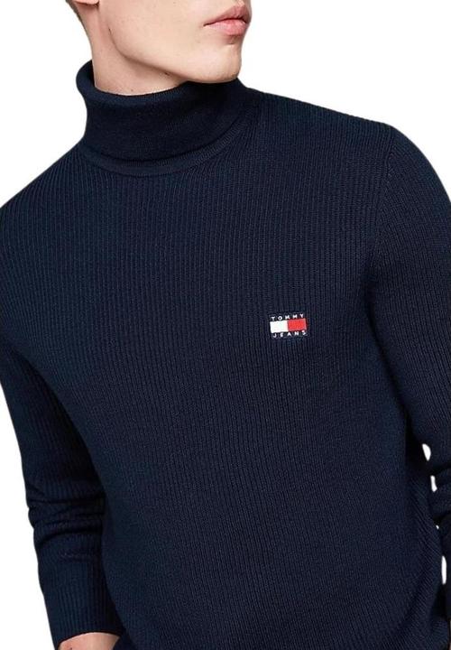 Produktbild Tommy Hilfiger Tommy Jeans Slim Fit Coltrui met wol - Donkerblauw - Maat L (L)