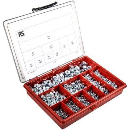 RS PRO, Dadi + Rondelle, Assortimento di dadi galvanizzati (M6, M8, M5, M2.5, M4, M10, M3, M2)