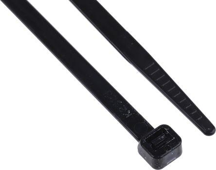 Produktbild RS PRO Cable Tie 300x4.8 Black Nylon 66 pk1000 (Kunststoffkabelbinder, 300 mm, 1000 Stk.)
