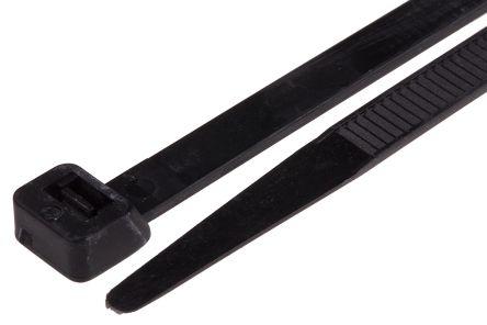 Produktbild RS PRO Cable Tie 380x7.6 Black flame retardant (Kunststoffkabelbinder, 380 mm, 100 Stk.)