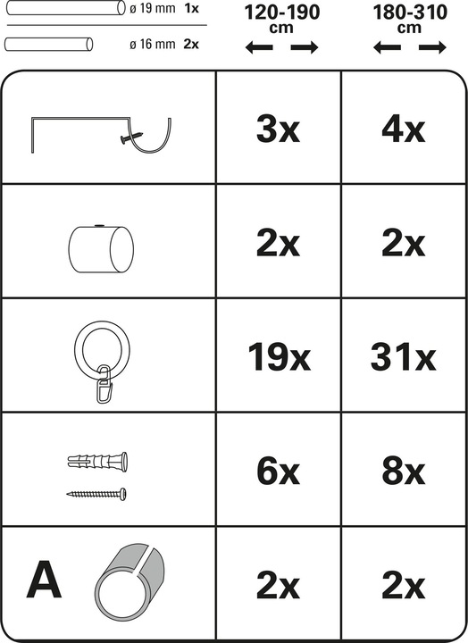 Produktbild Gardinia Gardinenstangen Set 1-Lauf Cap ausziehbar