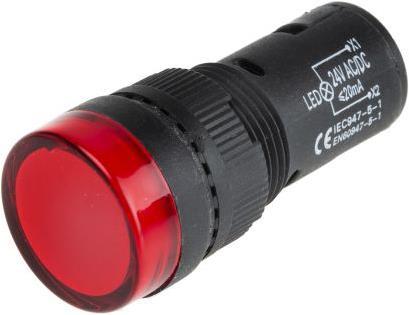 Image du produit RS PRO Indicateur LED 16mm rouge 24Vac/dc
