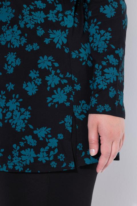 Produktbild Ulla Popken Longshirt, Blüten, A-Linie, V-Ausschnitt, Langarm (60)