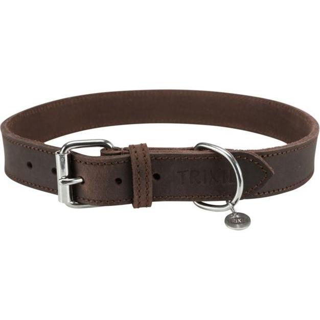 Trixie Rustic Fettleder-Halsband (L, XL, Hund, Hundesport), Halsband + Leine