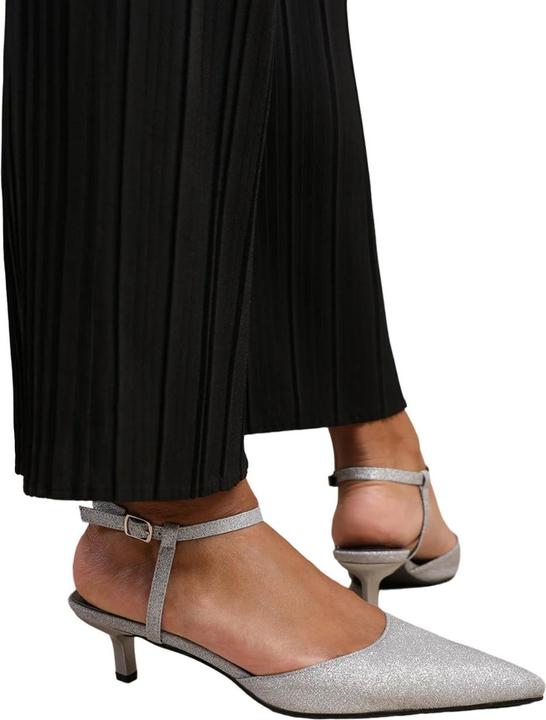 Actual product image Where's That From Womens/Ladies Malta Glitter Faux Leather Ankle Strap Kitten Heel Sandals (40)