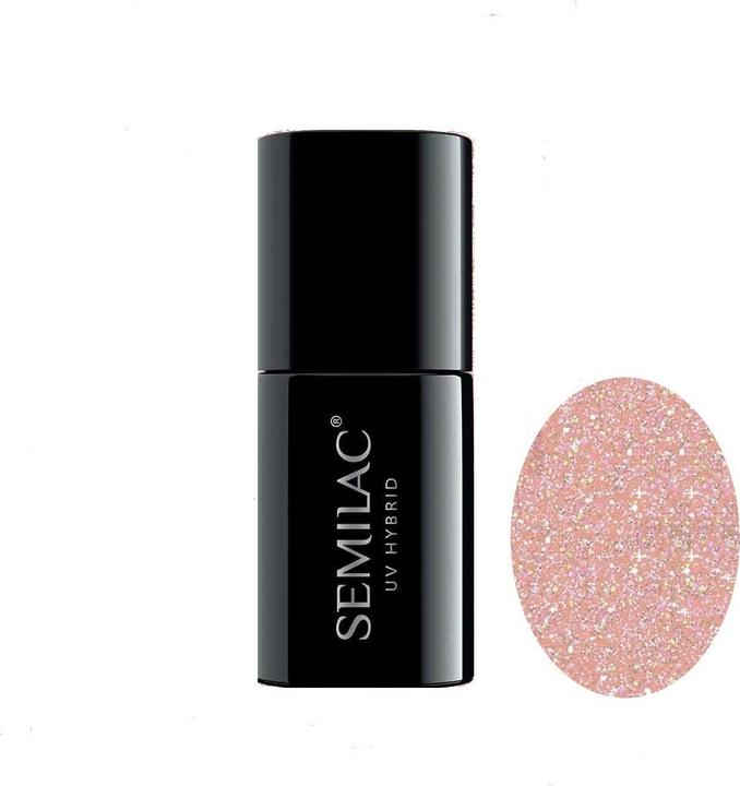 Actual product image Semilac Extend 804 Hybrid nail polish 5in1 Glitter Soft brownish yellow