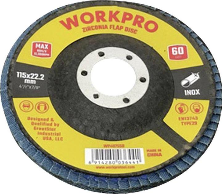 Produktbild Workpro Fächerschleifscheibe Plus INOX– 115 mm K60, 10 stk (60)